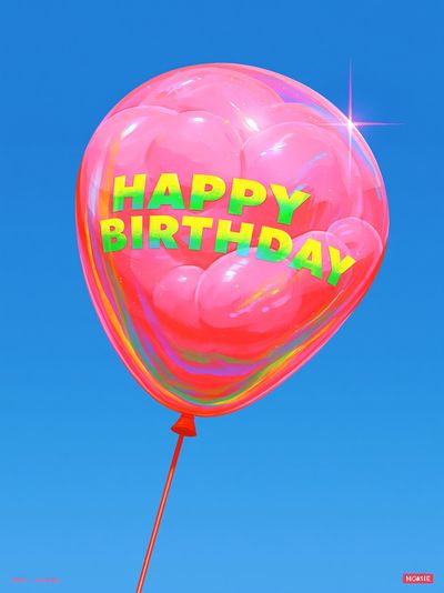 Happy Birthday Balloon Typography Poster. poster