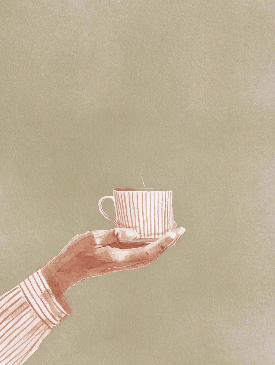Hand Holding Coffee Cup — Illustration Print. poster — illustration art