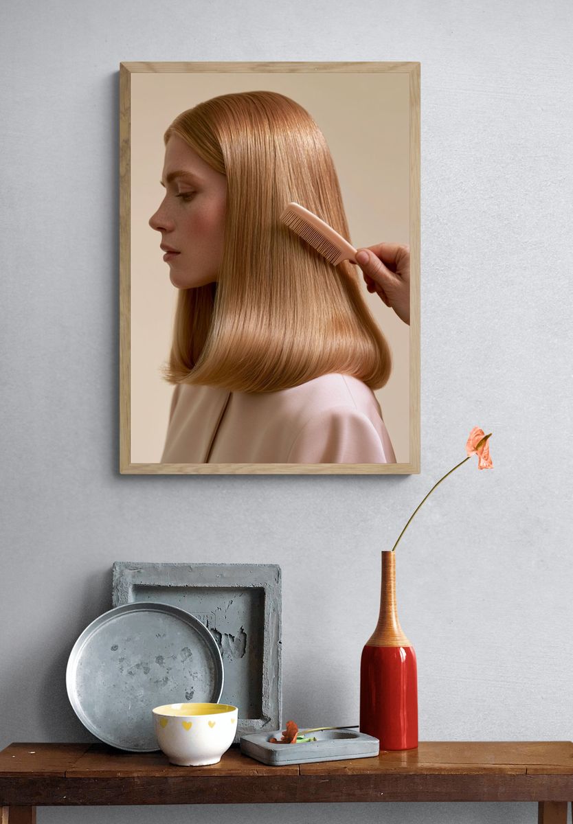 Elegant Hair Care Photography Poster. — room view 3