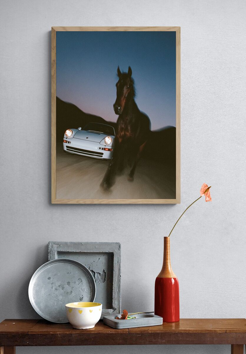 Horse and Car — Photography Print. — room view 3