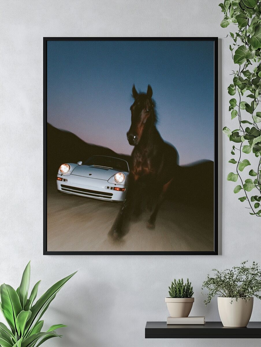 Horse and Car — Photography Print. — room view 4