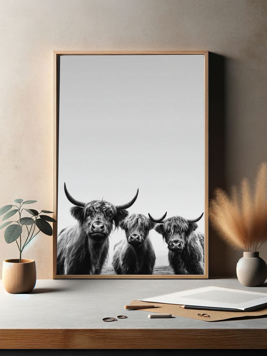 Highland Cattle Portrait Print. — room view 2