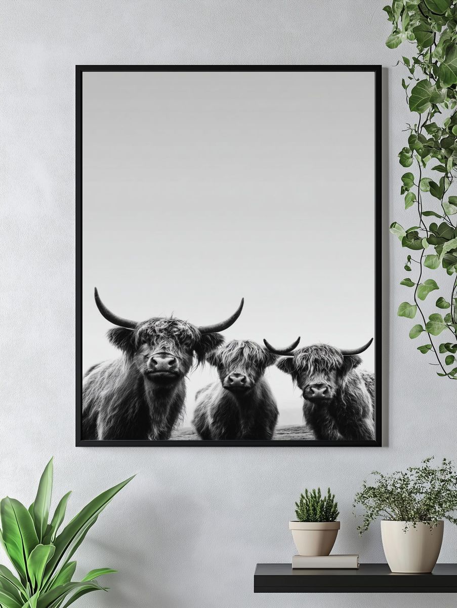 Highland Cattle Portrait Print. — room view 4