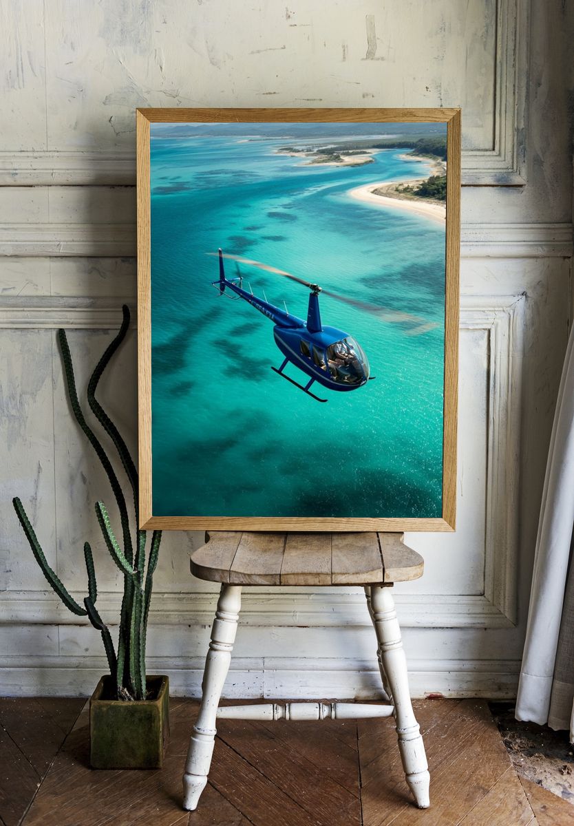 Helicopter Over Turquoise Coast Poster. room preview