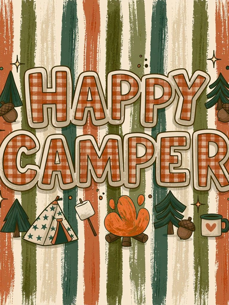 Happy Camper Typography Poster. poster detail