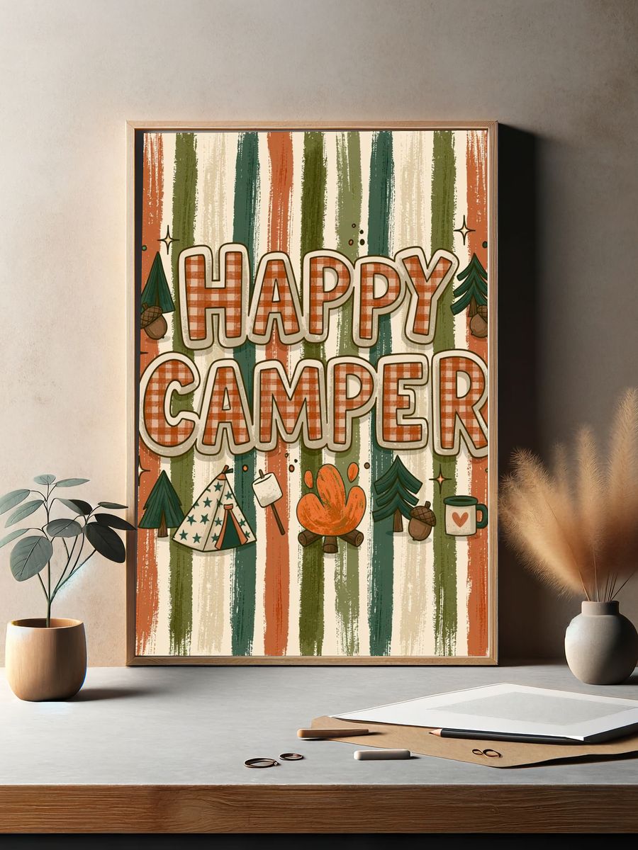 Happy Camper Typography Poster. — room view 2