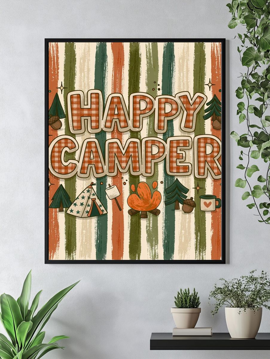 Happy Camper Typography Poster. — room view 4