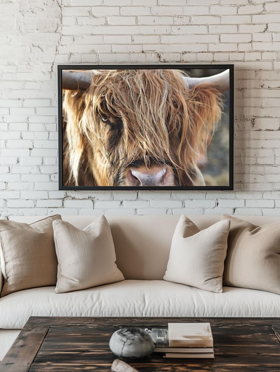 Highland Cow Close-Up Poster. — room view 1