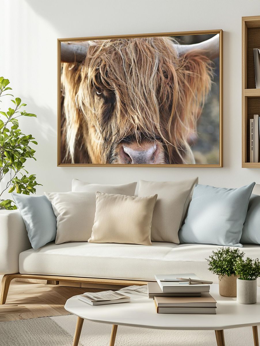 Highland Cow Close-Up Poster. — room view 2