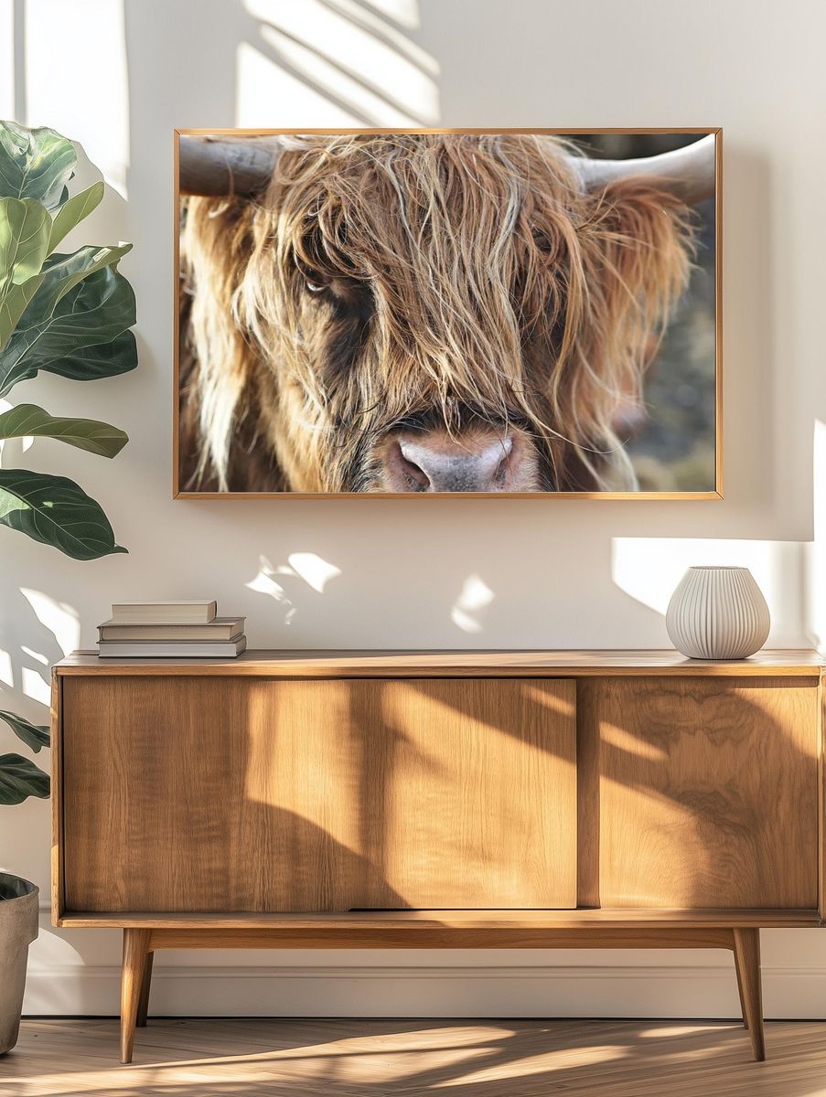Highland Cow Close-Up Poster. — room view 3