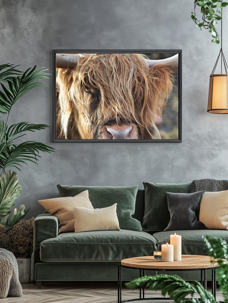 Highland Cow Close-Up Poster. — room view 4
