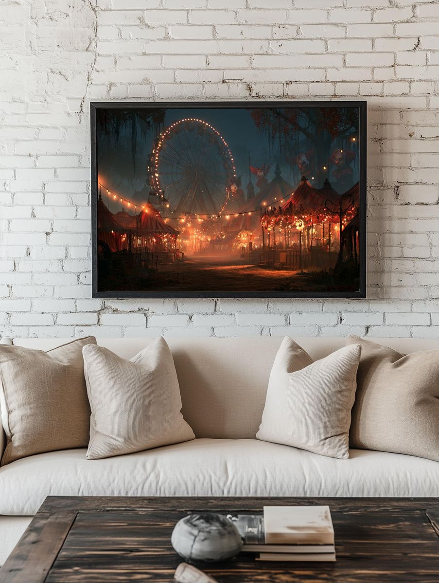 Haunted Carnival at Dusk Poster. room preview
