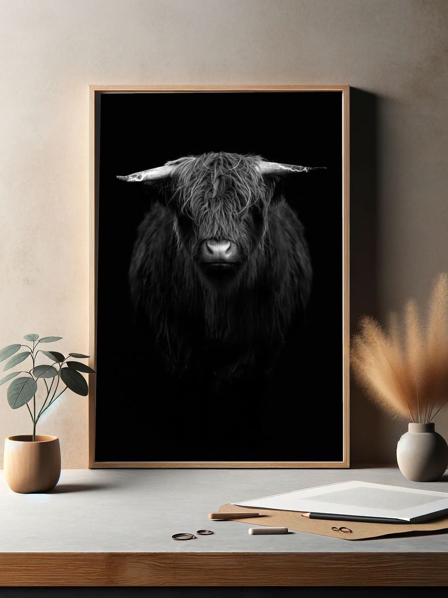 Highland calf black white. — room view 2