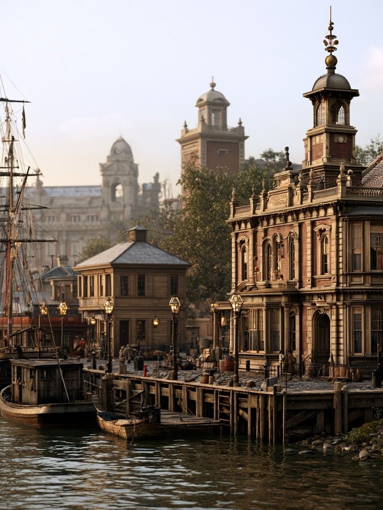 Harborfront Historic Cityscape Poster. poster detail