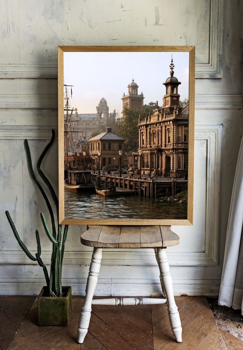 Harborfront Historic Cityscape Poster. — room view 1
