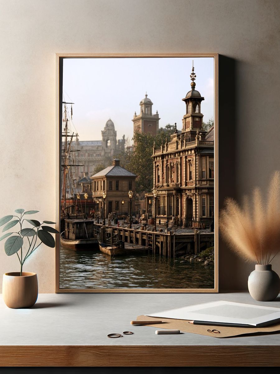 Harborfront Historic Cityscape Poster. — room view 2