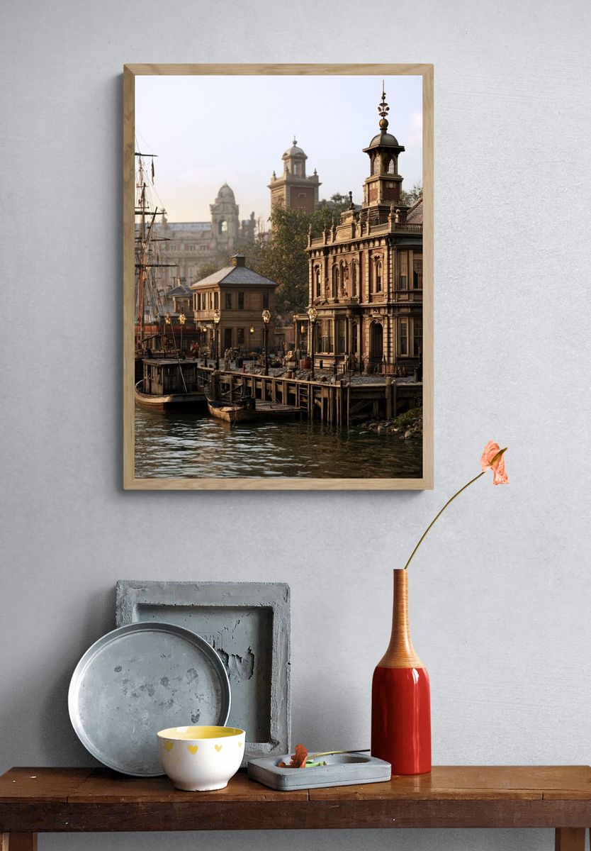 Harborfront Historic Cityscape Poster. — room view 3