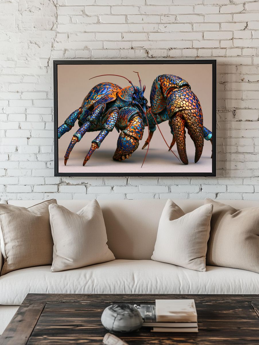 Colorful Hermit Crab Illustration Poster. room preview