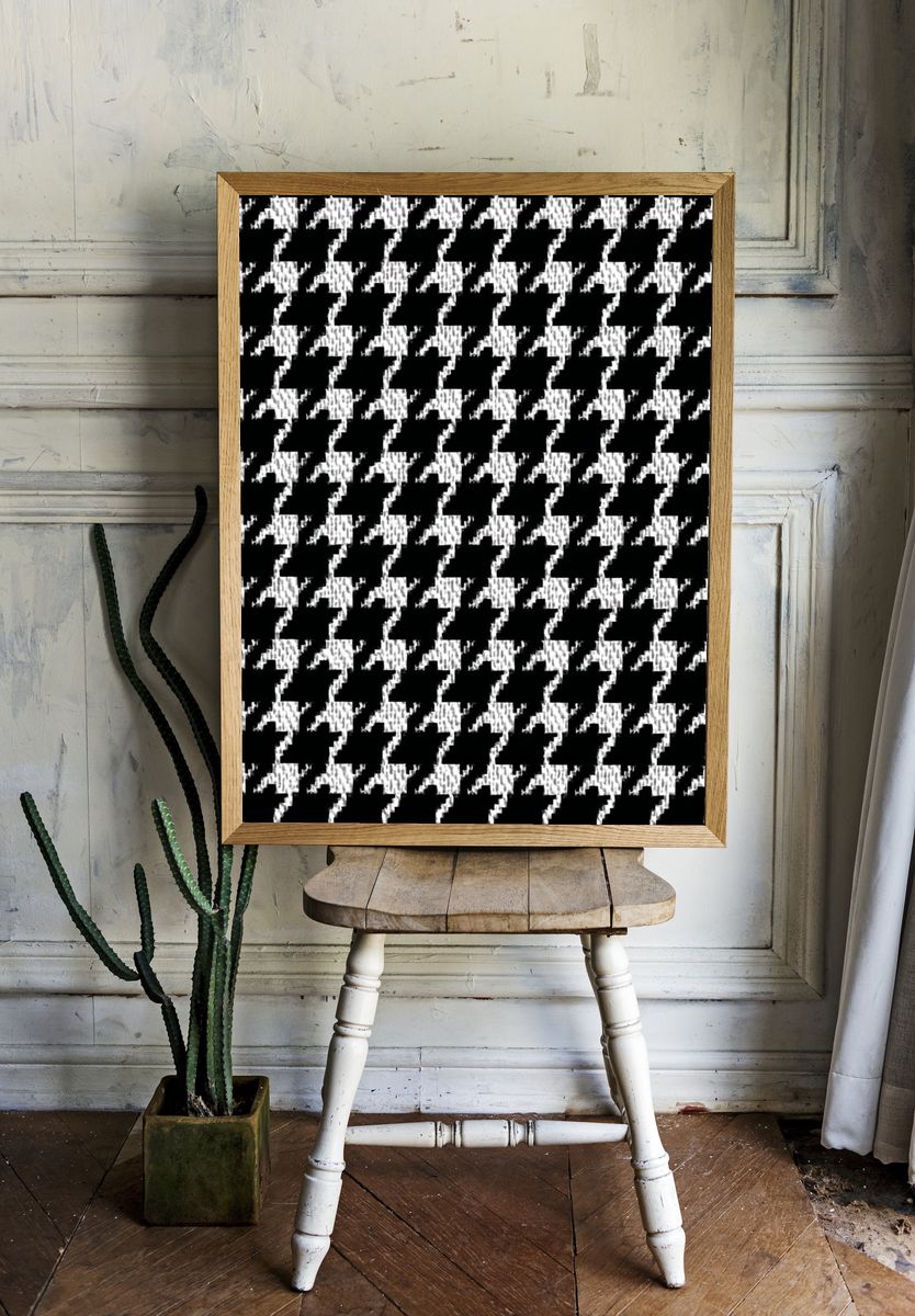 Houndstooth Pattern — Minimalist Print. — room view 1