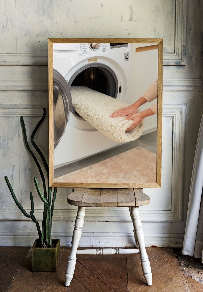 Washing a Cozy Rug — Home Decor Print. — room view 1
