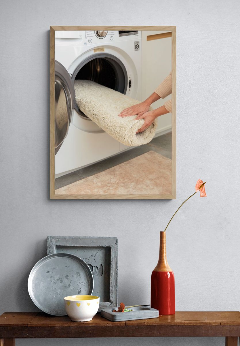 Washing a Cozy Rug — Home Decor Print. — room view 3