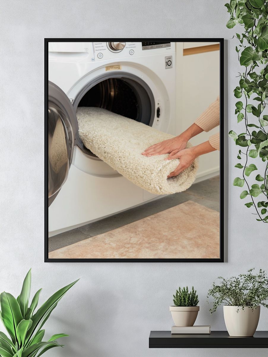 Washing a Cozy Rug — Home Decor Print. — room view 4