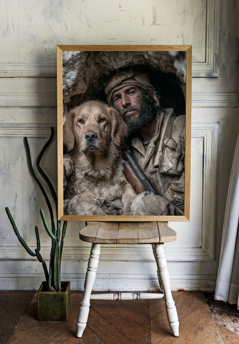 Hunter and Dog Portrait Poster. — room view 1