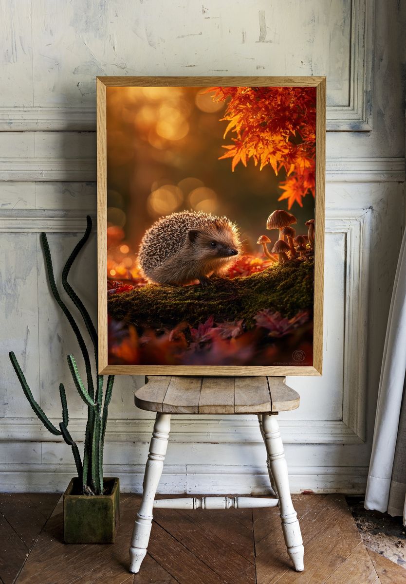 Hedgehog in Autumn — Nature Print room preview