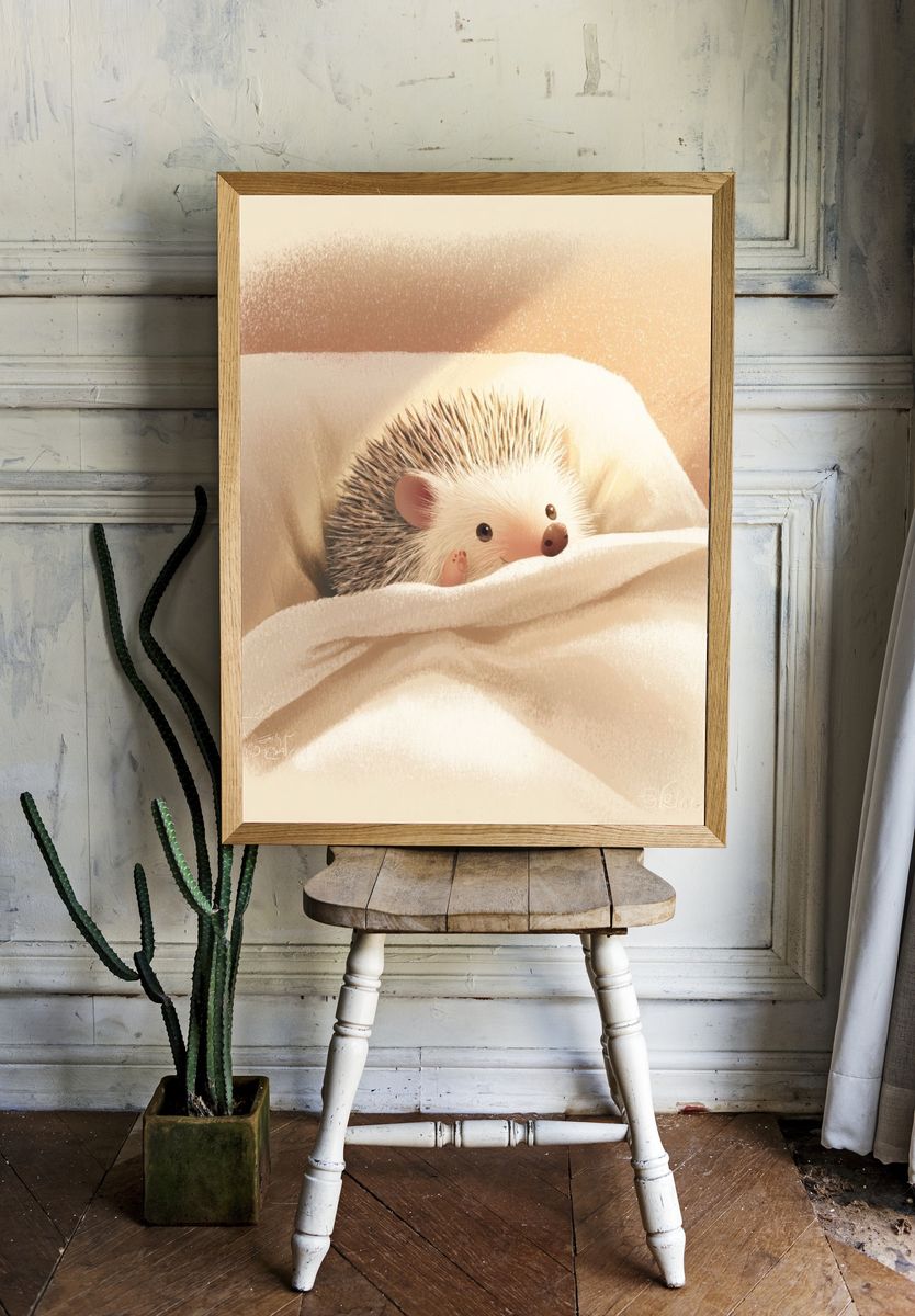 Cute Hedgehog — Illustration Print. — room view 1