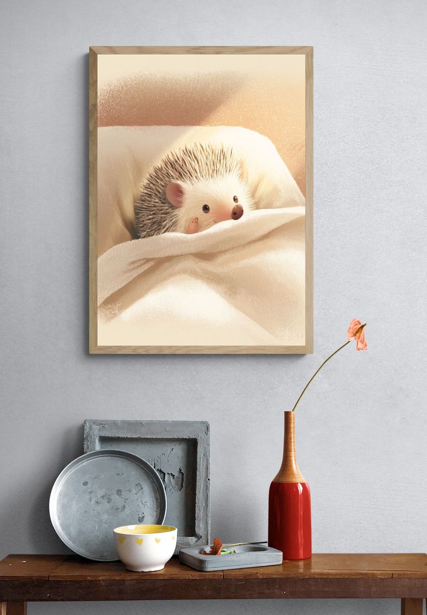 Cute Hedgehog — Illustration Print. — room view 3