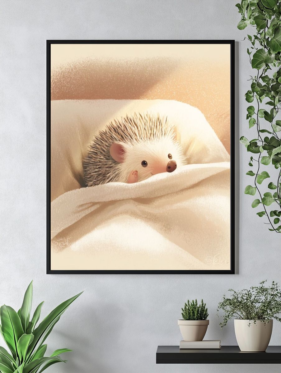 Cute Hedgehog — Illustration Print. — room view 4