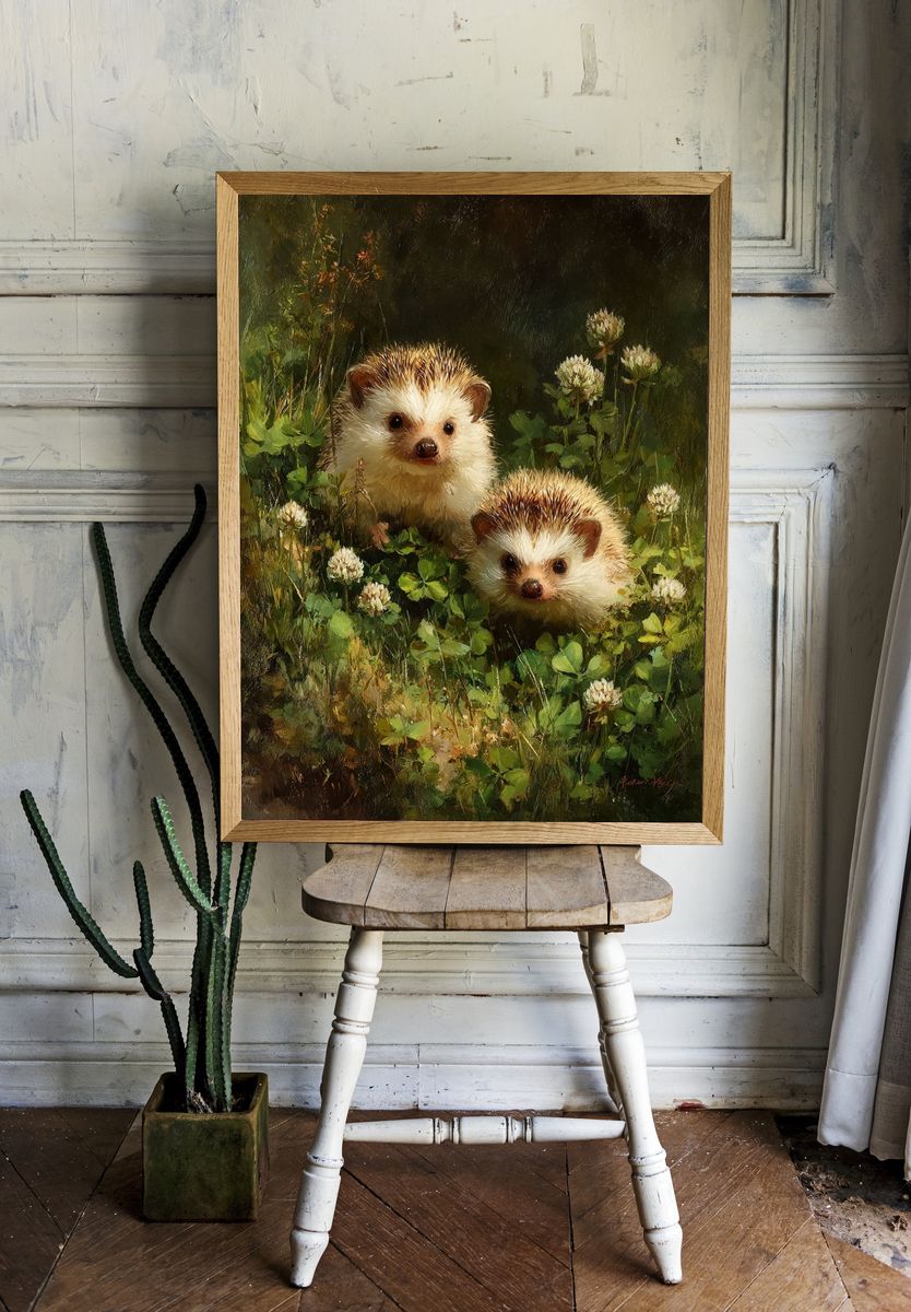 Adorable Hedgehogs — Illustration Print. — room view 1