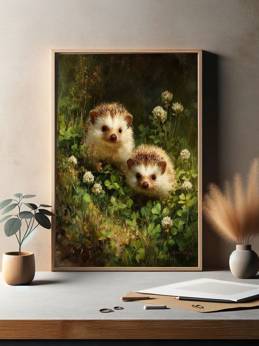Adorable Hedgehogs — Illustration Print. — room view 2