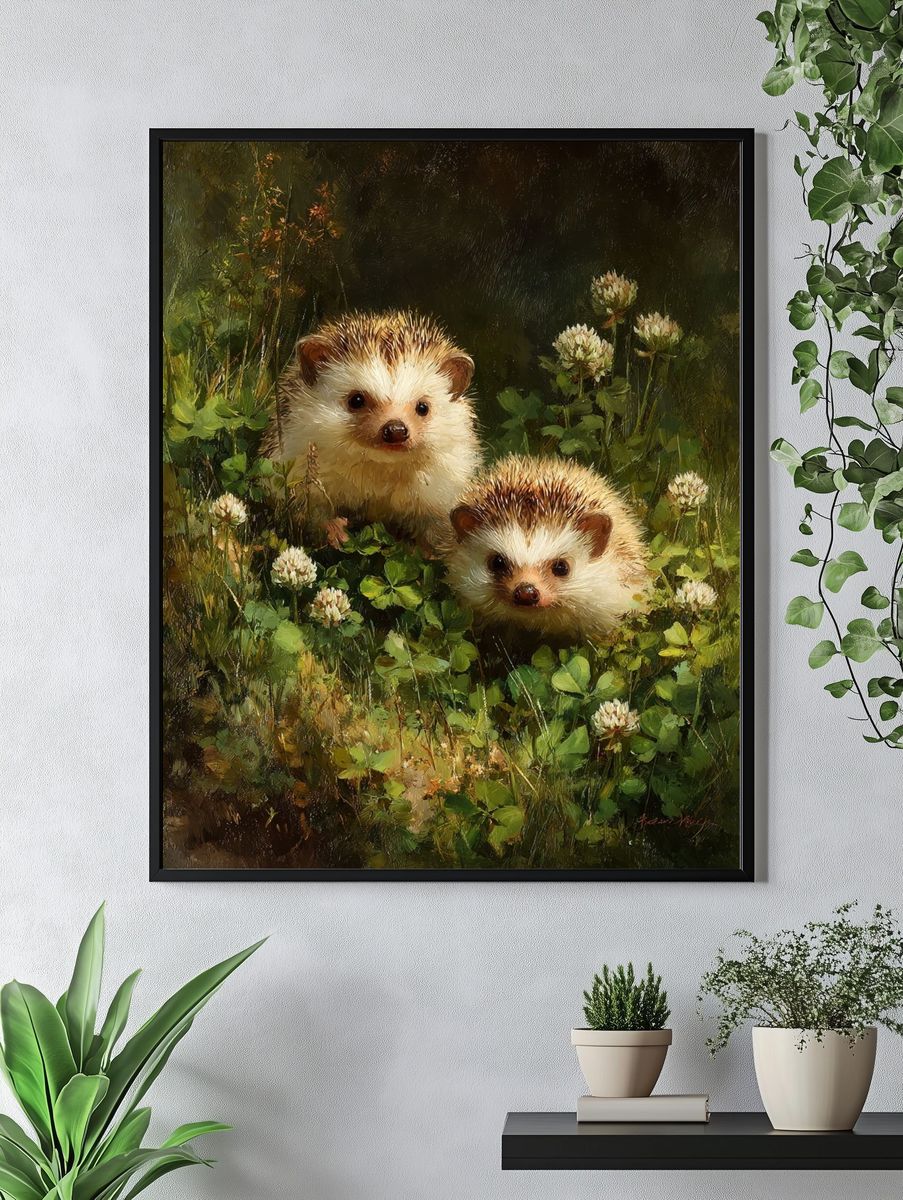 Adorable Hedgehogs — Illustration Print. — room view 4