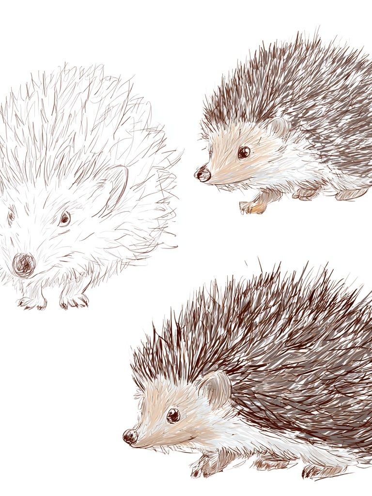Hedgehog Sketch Illustration Poster. poster detail