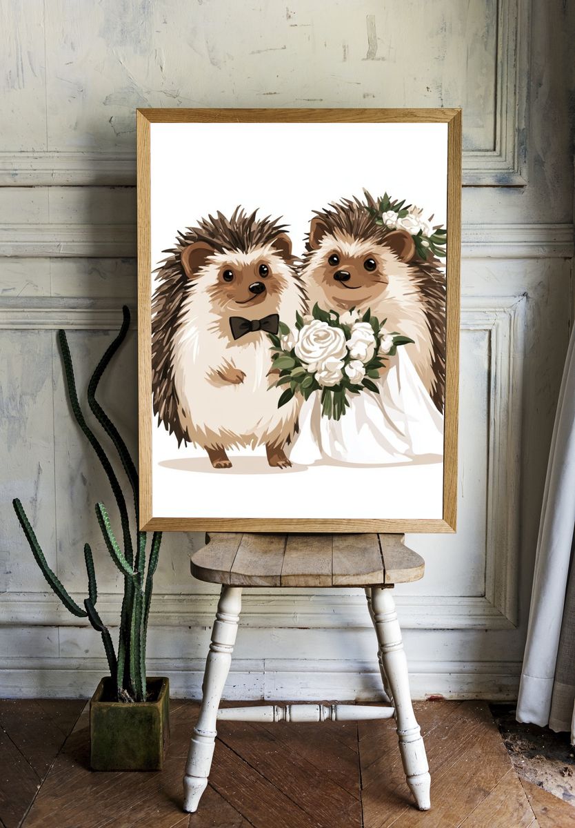 Hedgehog Wedding Illustration Poster. room preview