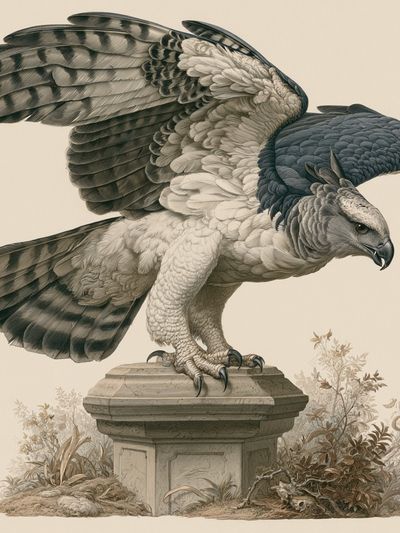 Harpy Eagle Botanical Illustration Poster.