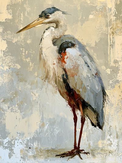 Heron Portrait Illustration Poster.