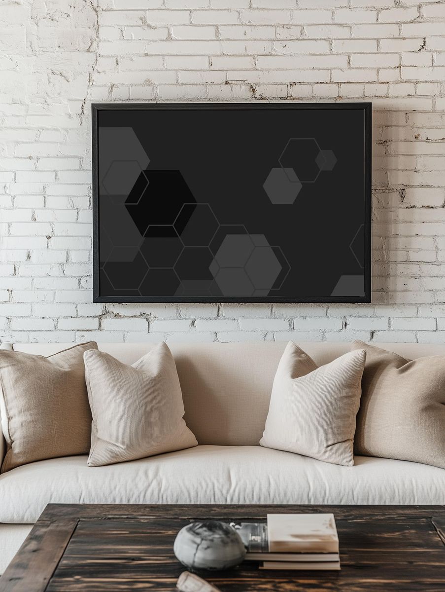 Black gray hexagon geometric pattern. — room view 1