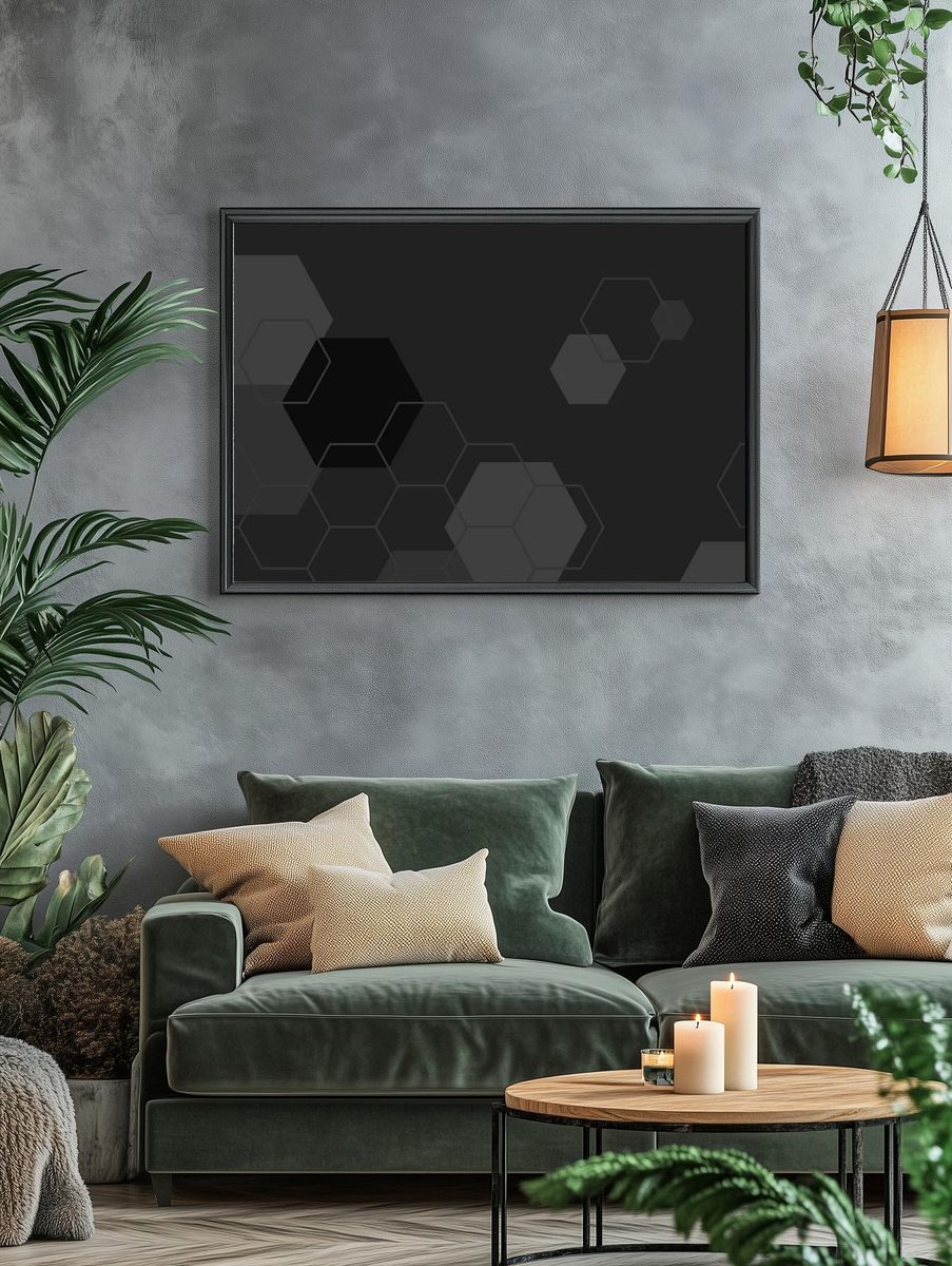 Black gray hexagon geometric pattern. — room view 4