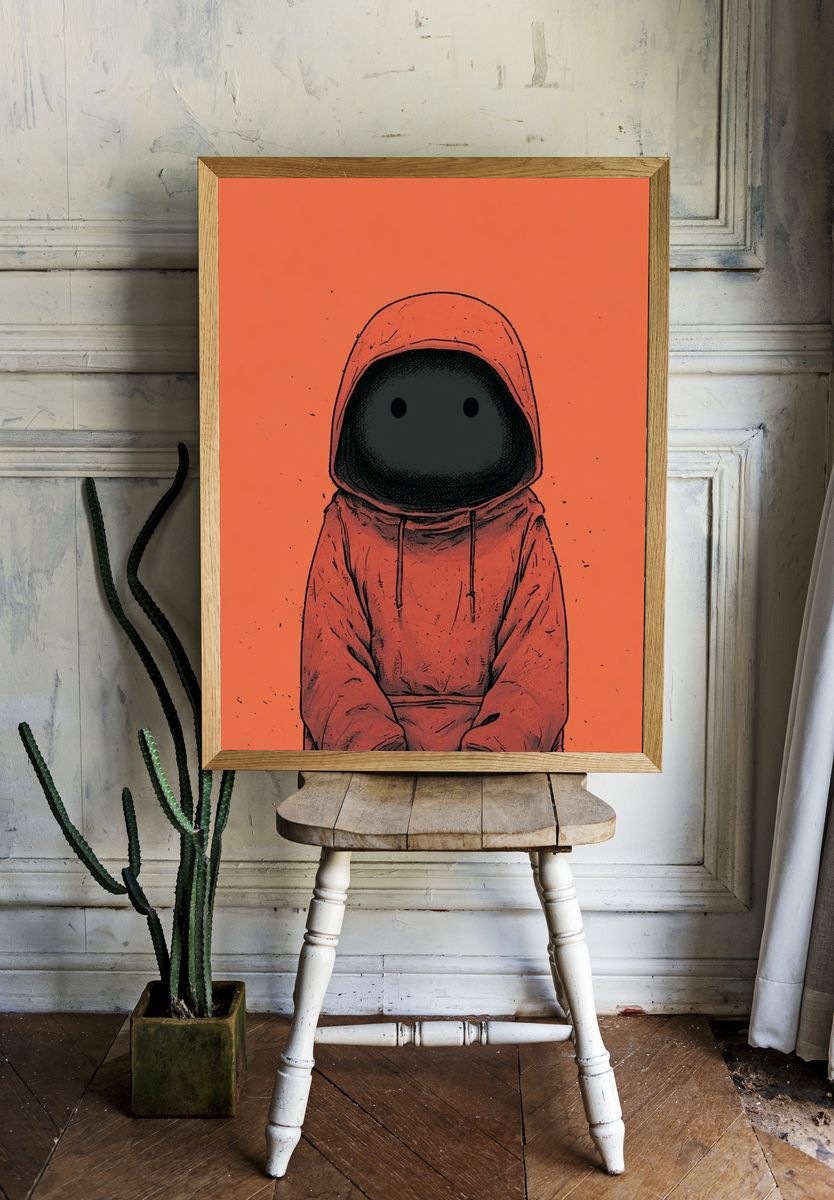 Hooded Figure Digital Art Print. room preview