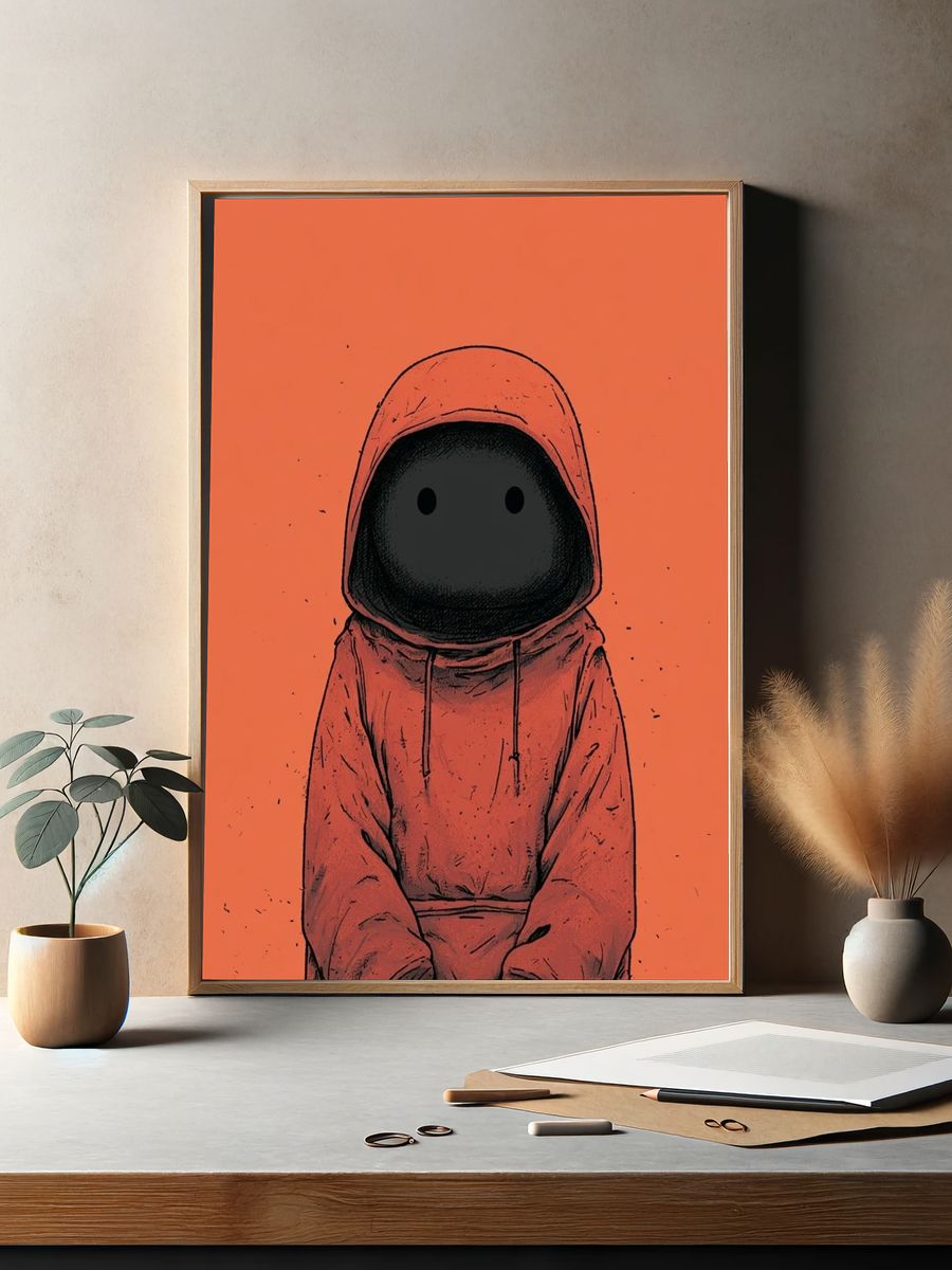 Hooded Figure Digital Art Print. — room view 2