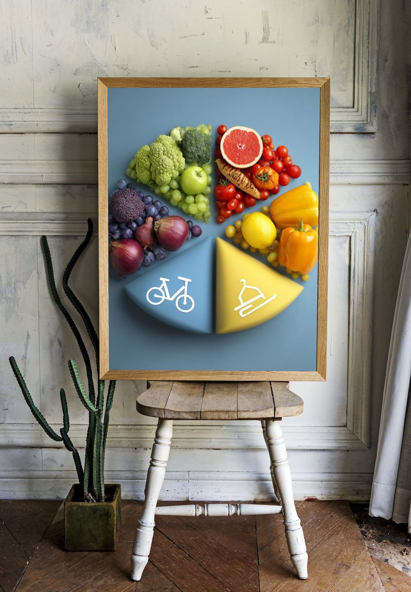 Healthy Food Wheel Illustration Poster. — room view 1