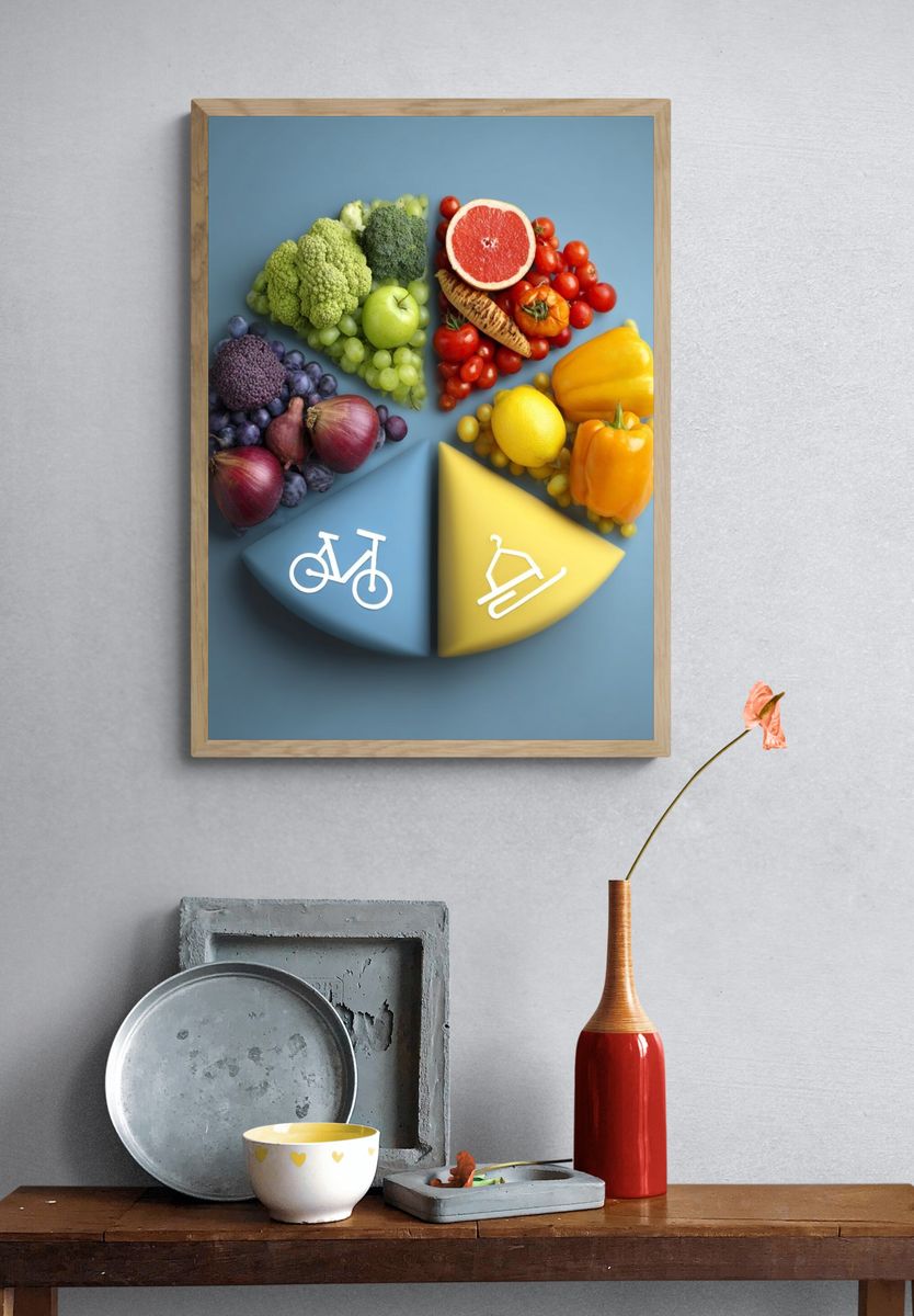 Healthy Food Wheel Illustration Poster. — room view 3