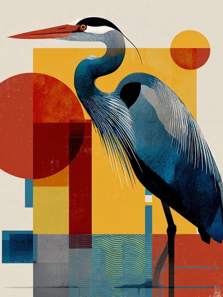 Heron Geometric Art Print. poster detail
