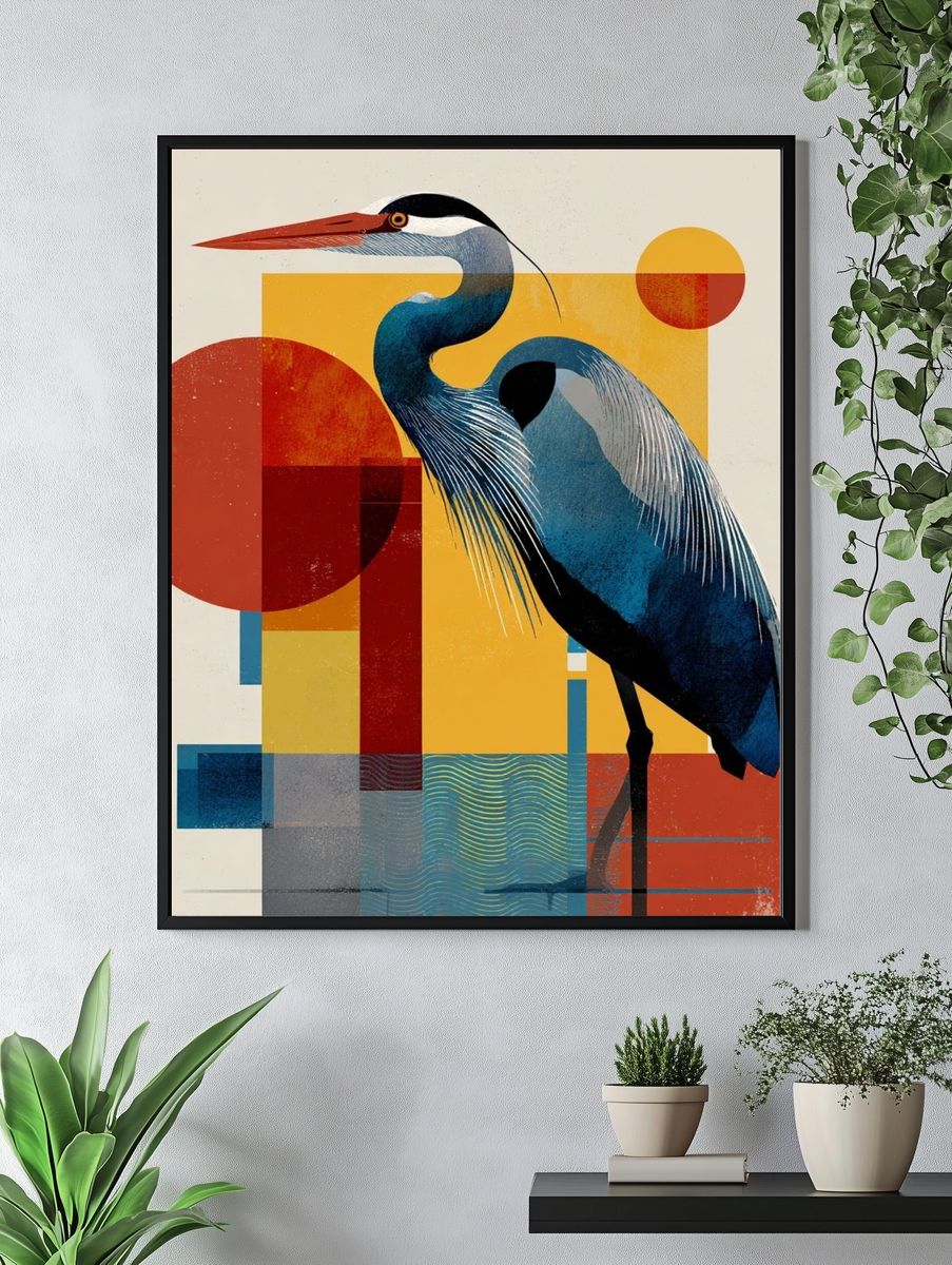 Heron Geometric Art Print. — room view 4