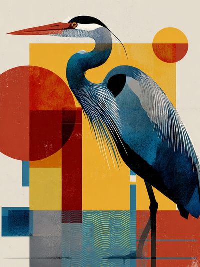 Heron Geometric Art Print. poster print
