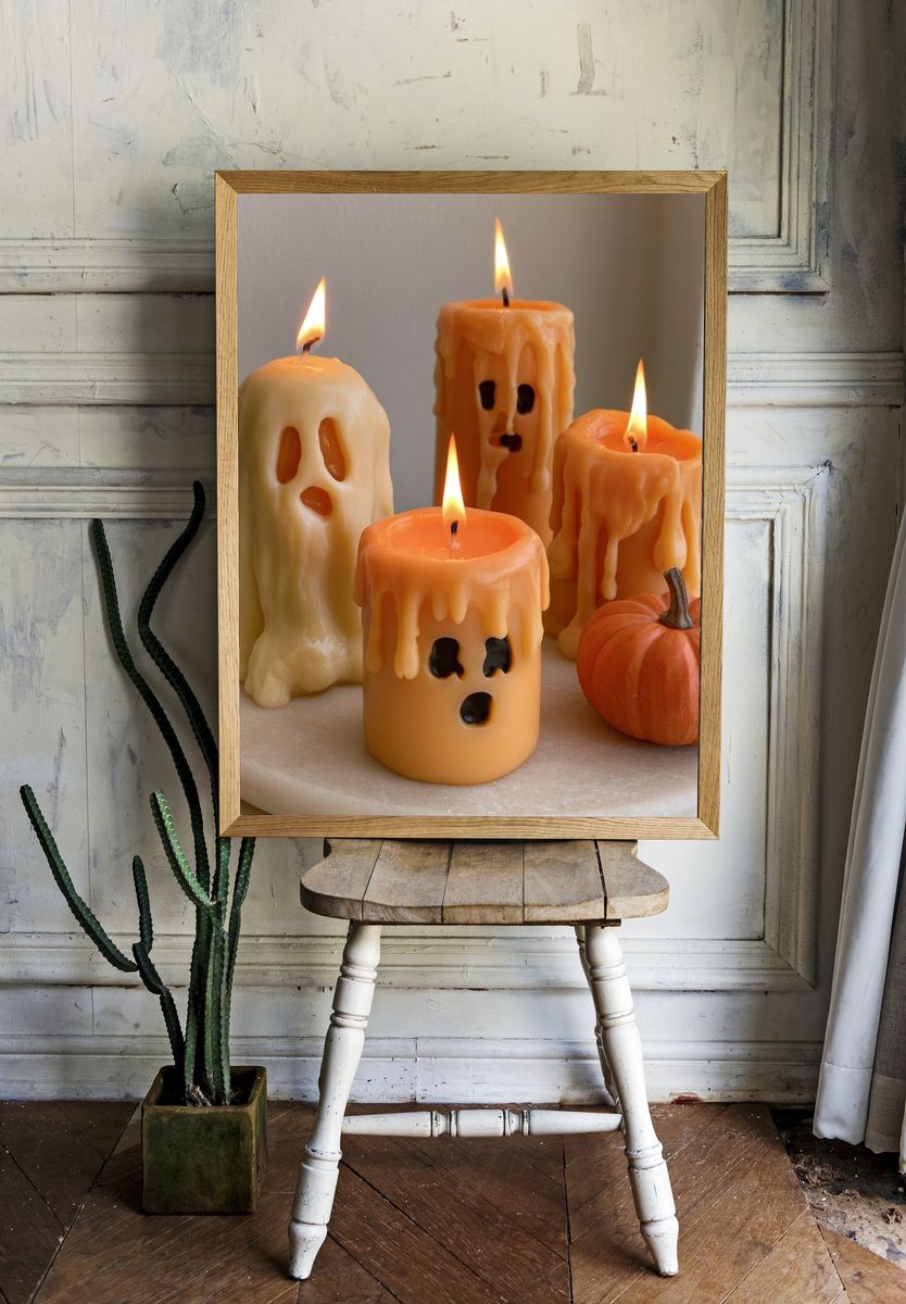 Halloween Ghost Candles Poster. room preview