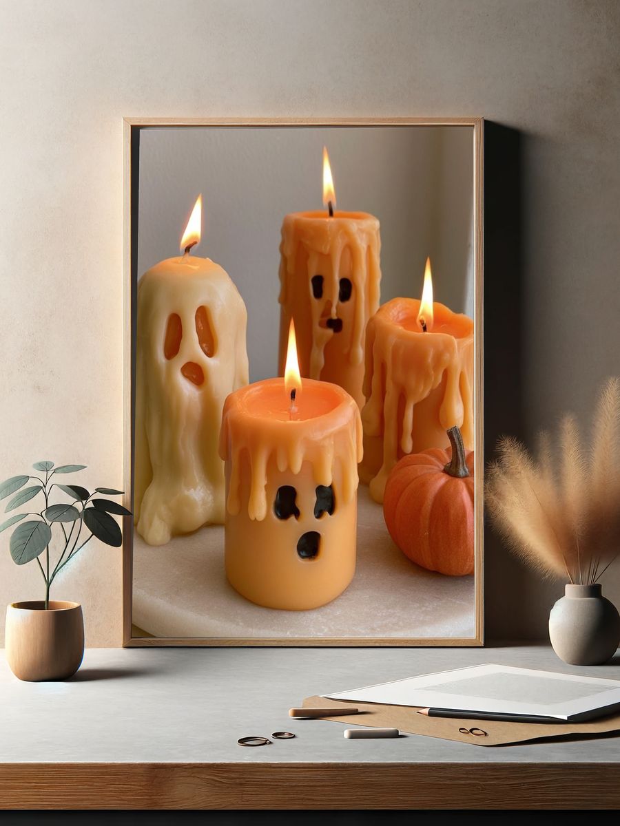 Halloween Ghost Candles Poster. — room view 2