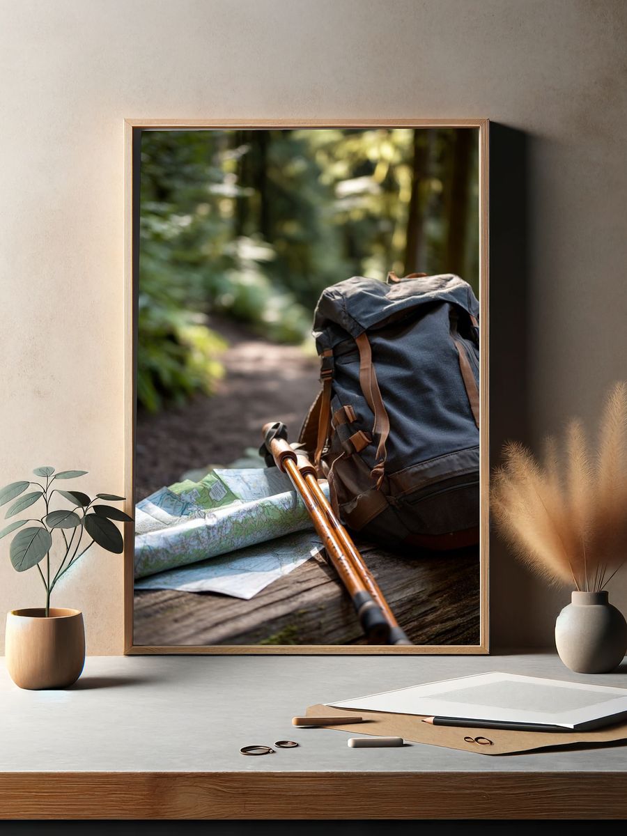 Hiking Gear in Nature — Photography Print. — room view 2